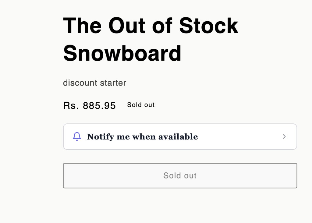 Restock Pro widget collapsed on a sold-out product page